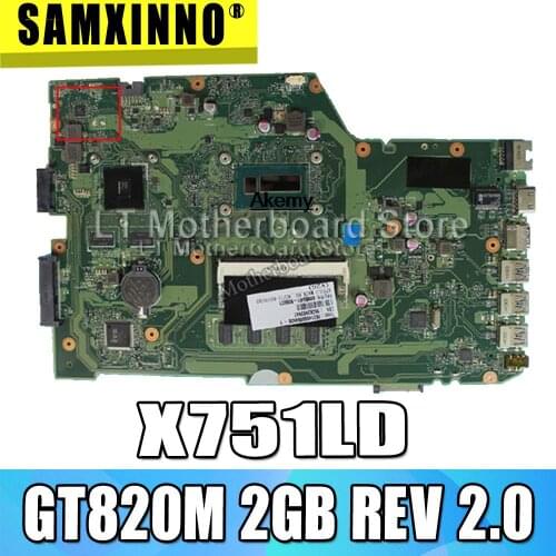 X751LD Motherboard REV:2.0 gt820m 2GB I5 For Asus K751L X751L X751LN Laptop motherboard X751LD Mainboard X751LD Motherboard