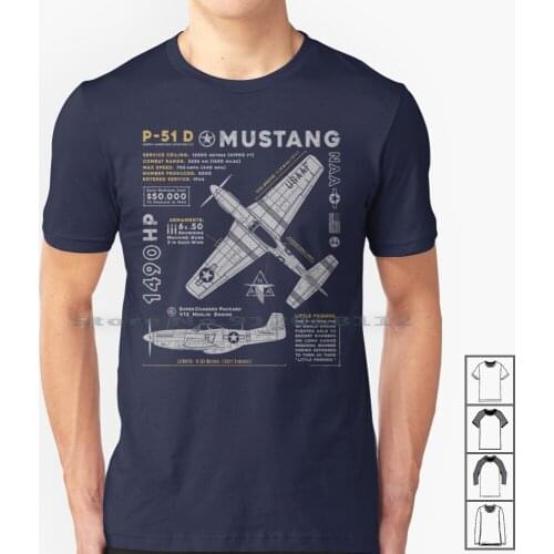 P-51 D T Shirt 100% Cotton P 51 P51 P 51d Tuskegee Airmen Redtails Red Tails Ferocious Frankie Blueprint Usaaf Usaf United