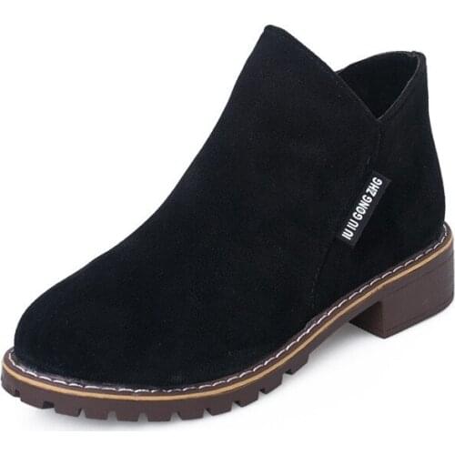 2021 Women Boots Martin Boots Autumn Winter Boots Zipper Snow Ankle Boots Winter Suede Warm Fur Plush Women Shoes