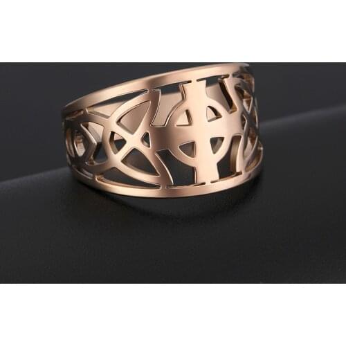 COOLTIME Crown Ring Cross Knot Triquetra Amulet Talisman Gold Color Stainless Steel Finger Ring Fashion Jewelry Accessories