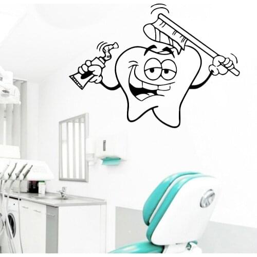Tooth Wall Stickers Nursery Bathroom Art Decor Vinyl Teeth Hospital Interior Cartoon Vinyl Wall Decals Home Decoration Z502