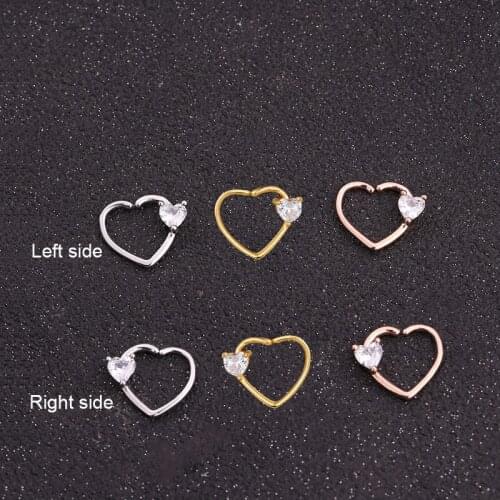 1 PCS Simple Love Hollow Heart Zircon No Piercing Ear Bone Cuff Clip Earrings Women Men Trendy Cute Double Side Copper Earrings