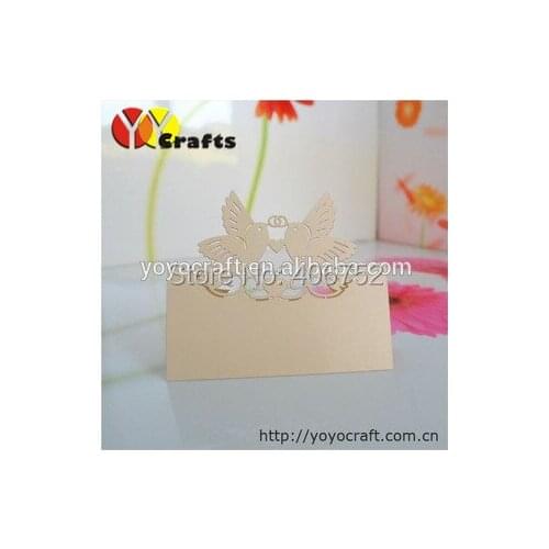 2017 new design love doves pearl ivory laser cut free logo table place card