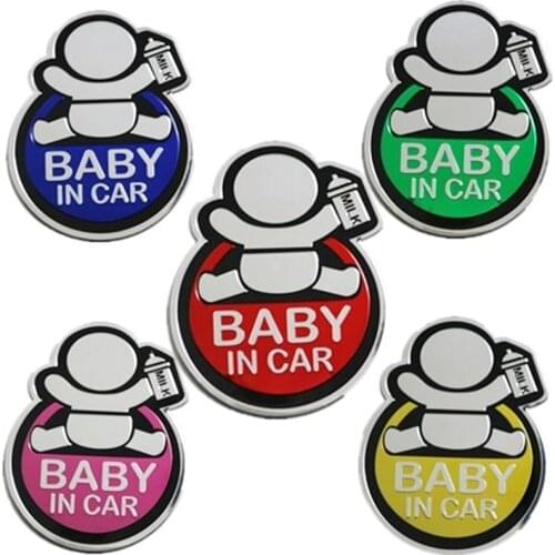 2020 Car 3D Window Aluminum Sticker Baby IN CAR Warning Decal Safety Waterproof Baby Car Sticker Baby In Car Stickers