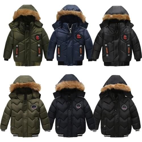 2020 Boys Thicken Warm Hooded Coat Winter Clothes Boys Outfit Clothes Children Fashion Outwear Jacket Coat 1 2 3 4 5 Year