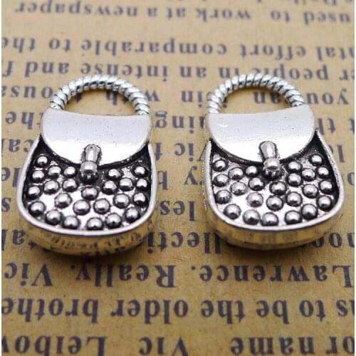 8 pieces/lot 18*14mm Antique silver color Metal alloy Bag Handbag Purse Charm Pendant Bracelet key chain DIY handmade jewelry