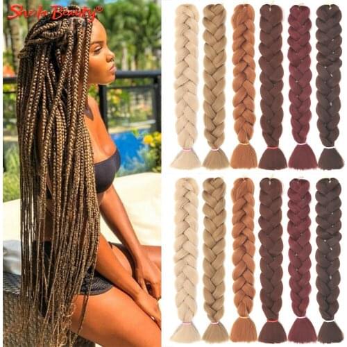 82 Inch Crochet Hair Jumbo Braiding Hair 165g/Pack Synthetic Braiding Hair Extensions Purple Pink Gray Blue Pure Color