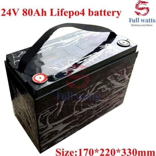 24V 80Ah LiFepo4 Battery Pack for Energy Storage System UPS EV Scooter Motor Home Golf Trolley Solar Street Light+5A Charger