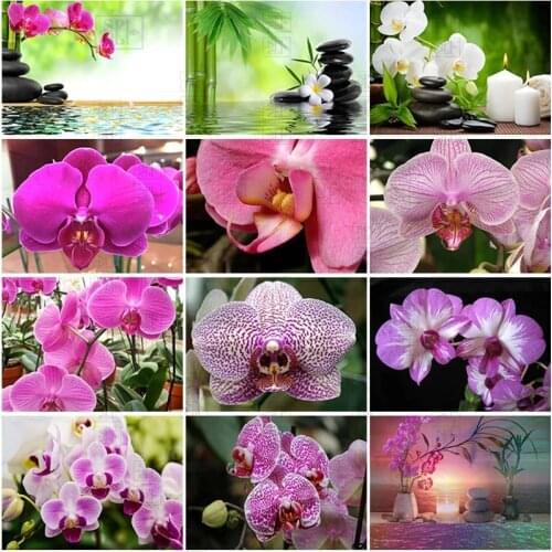 5D Diy Diamond Painting Full Round Square Flower Resin Mosaic Diamond Embroidery Orchid Cross Stitch Kits Wall Art Decor Gift