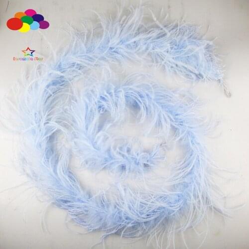 1pcs Luxury Ostrich Feather Boa 2 meter Long light blue High Quality for diy Fluffy Costume Dress mask headdress