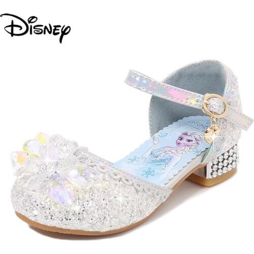 Original Disney Frozen Childrens Princess Shoes High Heels Baby Sandals Crystal Shoes Pink Sandals Kids Shoes for Girl Sandals
