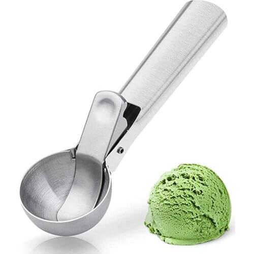 Household Stainless Steel Ice cream Scoop Dessert Store Snowball Maker Anti Frozen Handle Press Trigger Spoon Scoop Up Ice Cream