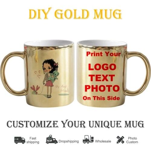 DIY photo logo mug Luxury golden Customize girl mug diy cup print image logo text kitchware bottle coffee cup KTDZ-RW-007-LJ