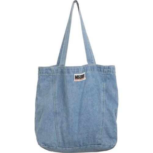 New Design Women Denim Shoulder Bag Girls Light Blue Canvas Cloth Handbag Female Shopping bag Lady School Books Bag Casual Totes