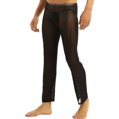 Men Erotic Pants Lingerie Gay Nightclub Porno Sex Underwear See-through Mesh Hot Pants Trousers Bottoms Sexy Costume Sleepwear