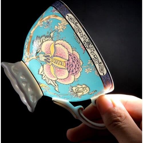 European Coffee Cup and Saucer Set British Phnom Penh Ceramic Tea Cup Household Simple Afternoon Tea Camellia Tea Cup with Spoon