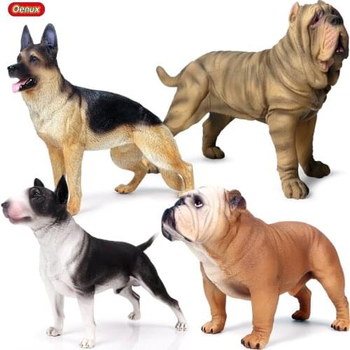 Oenux Classic Large Dog Animal Action Figure Big Shepherd Dog Bull Terrier Bulldog Model Figurine PVC Educational Toy Kid Gift