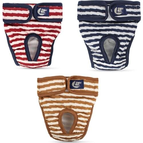 Pet Girl Dogs Physiological Pants Breathable Female Dog Menstrual Period Pants Breathable Striped Diaper Shorts Washable Underwe