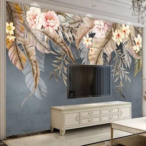 Custom 3D Mural Beautiful Flowers Leaves Living Room Sofa TV Background Photo Wall Covering Waterproof Canvas Painting Wallpaper