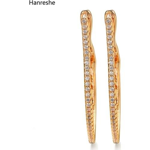 Hanreshe Cubic Zirconia Stud Earrings Mini Crystal Trendy Jewelry Party Copper Gold Charm Earrings Woman Girl Aesthetic Gift