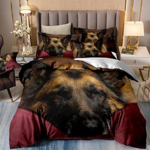 Sleeping Dog Bedding Set 3D Duvet Quilt Cover Queen Sizes Single Twin Double King Size 3pcs