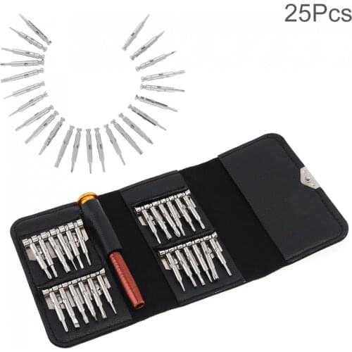 25 in 1 Screwdriver Bit Set Multi-function Chrome-vanadium Steel Repair Tool Leather Case Suit Screwdriver with Magnetic