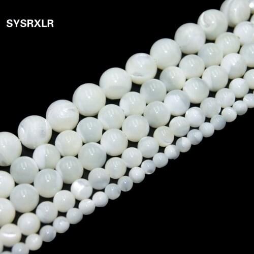 Natural Round Trochus Niloticus Top Shell Stone White Beads For Jewelry Making DIY Bracelet Necklace 4/6/8/10/12 MM Strand 15