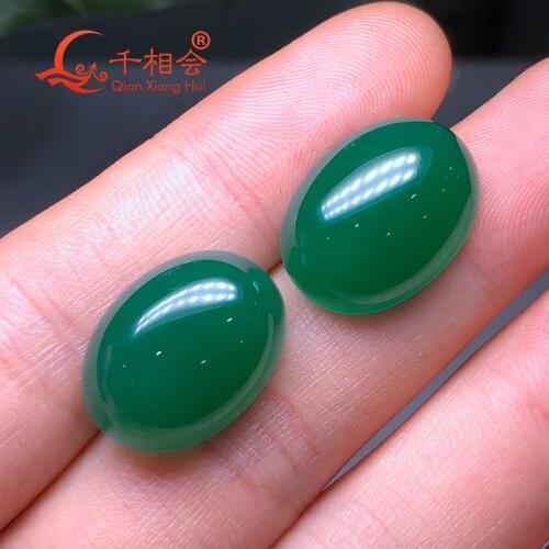 Natural green agate oval shape cabochon flat back loose gemstone