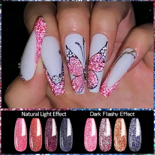 UR SUGAR Reflective Glitter Gel Nail Polish Shiny Semi Permanent UV Color Gel Varnish for Nail Art Design Need Base Top Coat