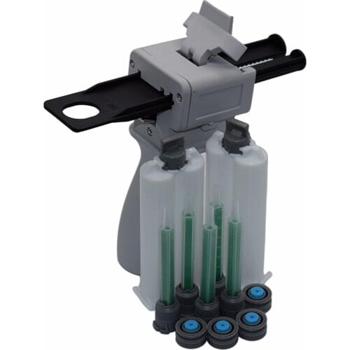 50ml AB Glue Gun 1:2 Epoxy Glue Caulking Gun with 5pc 1:1 Static Mixing Nozzle and 2pcs 50ml 1:1 Empty Dual-Barrel Cartridge Set