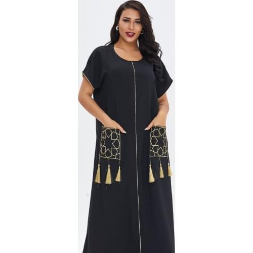 Summer Womens Short-Sleeved Thin Long Dress And Robe Muslim Middle East Dubai Abaya Dress