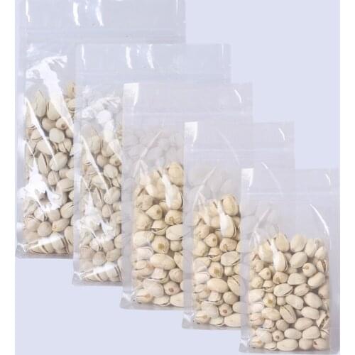 Various Sizes 100pcs Flat Zip Lock Stand Up Embalagem Bags Side Gusset Full Clear Glossy Plastic Storage Bag With Zipper