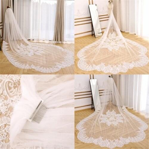 Sunflower Wedding Veil Floral Wedding Veil Cathedral Wedding Veil Cathdral Bridal Veil Flowy Wedding Veil Long Lace Veil Chapel