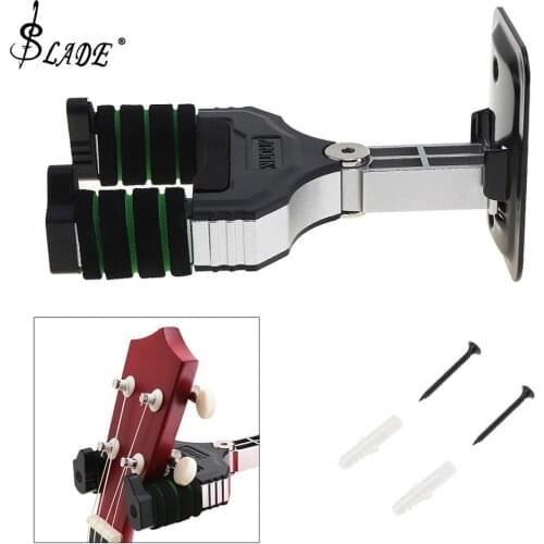 Durable Aluminium Alloy Wall Soft Sponge Instrument Hanger for Bass Guitar Ukulele Violin Mandolin Banjo Neck Support