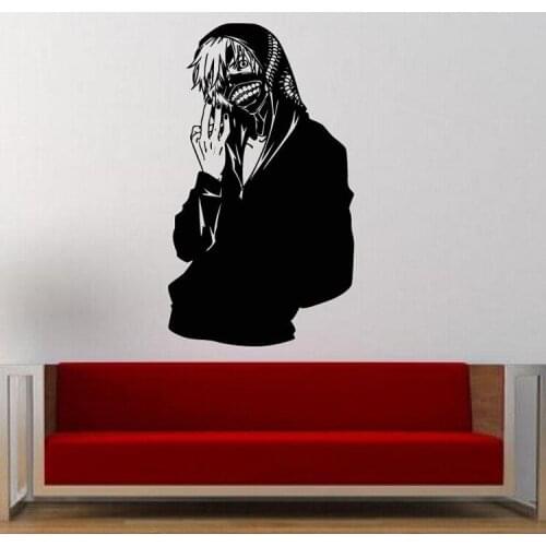 Removable Decal Home Decor Vinyl Decal Cartoon Tokyo Ghoul Wearing Mask T-shirt Hat Outline Sketch Baby Room Wall Sticker joy119