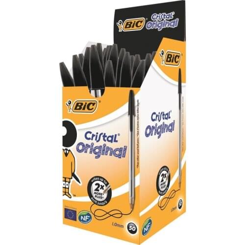 BiC Cristal Medium Ballpoint Pen Black 50 Pcs Box 1.0mm Stationery School Office Writing Supplies