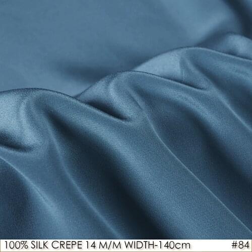 SILK CREPE DE CHINE 140cm width 14momme 100% Silk Fabrics Soie DIY Sewing Material Deep Gray Blue NO 84