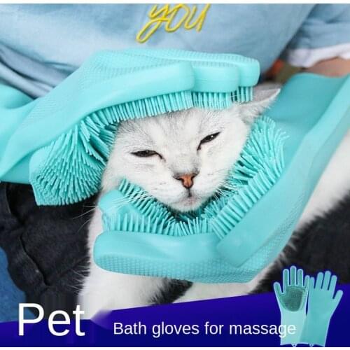 Dog Pet Grooming Glove Silicone Cat Brush Comb Deshedding Hair Gloves Dog Bath Cleaning Massage Grooming Silicone Dog Hair Brush