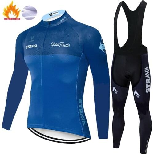 2021 team jersey STRAVA long sleeve uniformes de ciclismo para hombre 20D gel pad Winter Thermal Fleece bicycle clothing men