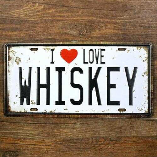 SYF--00137 Wholesale car number plates" I love whiskeyr " vintage Metal tin signs License wall art craft cafe pub 30*15 CM