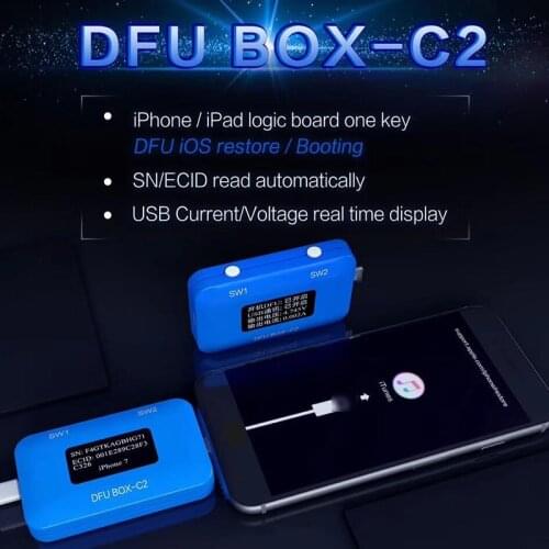 JC DFU BOX-C2 For Restoring Rebooting IOS Restore Reboot Instantly SN/ECID/MODEL Information Reading USB Current/voltage Display