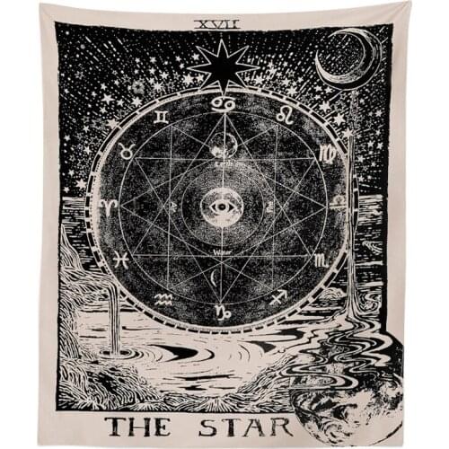 Vintage Wall Hanging Tapestry Magical Moon Sun Star Printed Bedspread Large Tablecloth 130*150cm