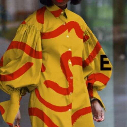 Oversized Shirt Dress Women Summer 2021 Casual Fashion Asymmetrical Print Ruffle Dress Elegant Cute Woman Party Birthday Clothes