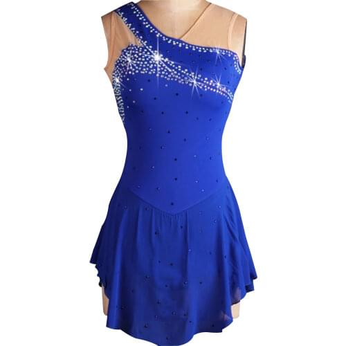 Custome Made Girls Women Royal Blue Ice Skating Dress Competition Ice Figure Skating Dress for Performance TXH-B004