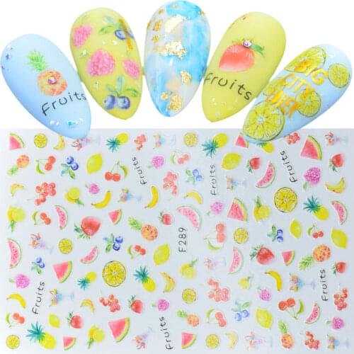 1 Pcs Summer Fruit 3D Nail Art Sticker Lemon Watermelon Strawberry Pattern Charm DIY Designs Decoration Manicure Tool