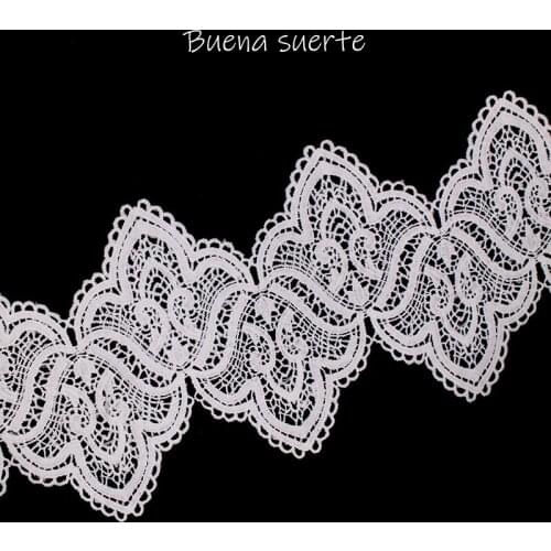 1 Yard White Micro Fiber Flower Embroidered Fabric Lace Trim Ribbon Handmade DIY Sewing Supplies Craft for Costume Decoration