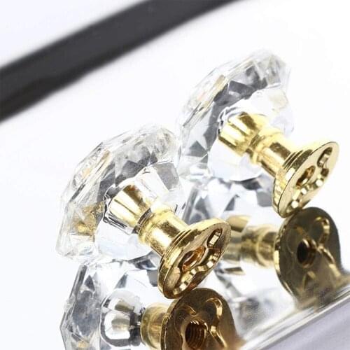 10Pcs Acrylic Crystal Knob Cupboard Drawer Pull Handle Door Diamond Shape Cabinet Home Furniture Accessory No Screws