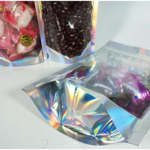 100pcs/15x23cm Wholesale Laser Bags Toy Package, Stand Up Translucence Aluminium Foil Ziplock Bag, Mylar Plating Plastic Packing