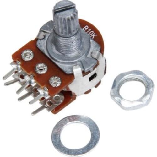 2x B10K Dual Stereo Potentiometer Pot with 15mm Split Linear Shaft + Washer +Nut