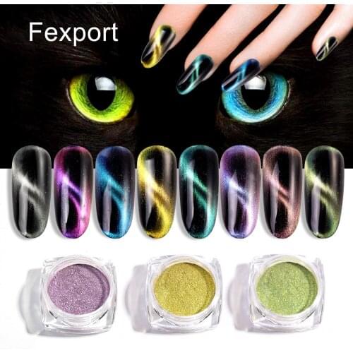 Fexport 3D Manicure Cats Eye Powder Magnetic Chameleon Symphony Cats Eye Powder 3D Cats Eye Magic Mirror Effect Powder